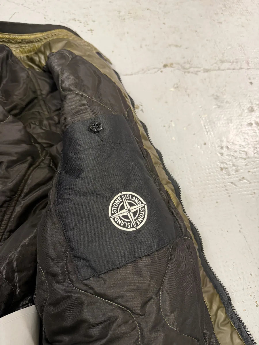 Stone Island Mussola Gommata Camo Green Nylon Puffer Jacket otWAtkn 13