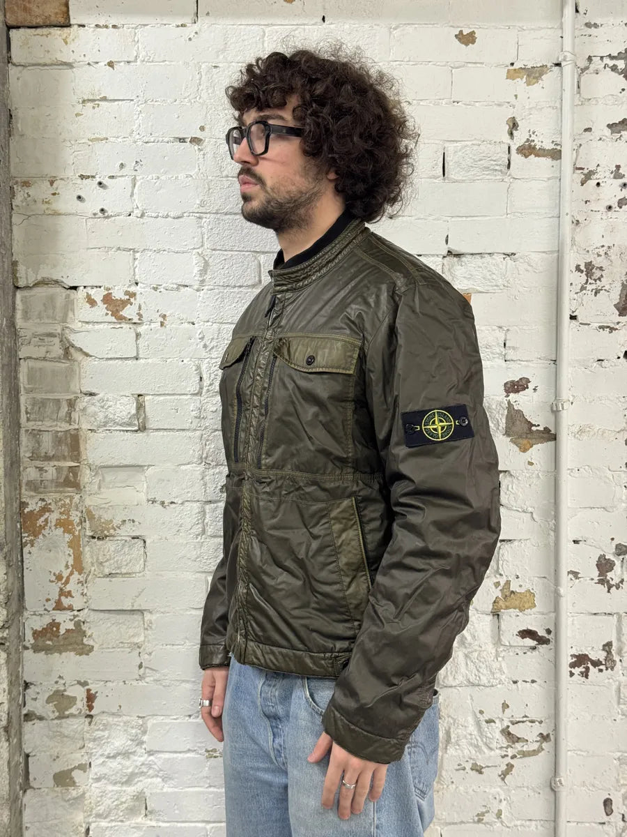 Stone Island Mussola Gommata Camo Green Nylon Puffer Jacket otWAtkn 3
