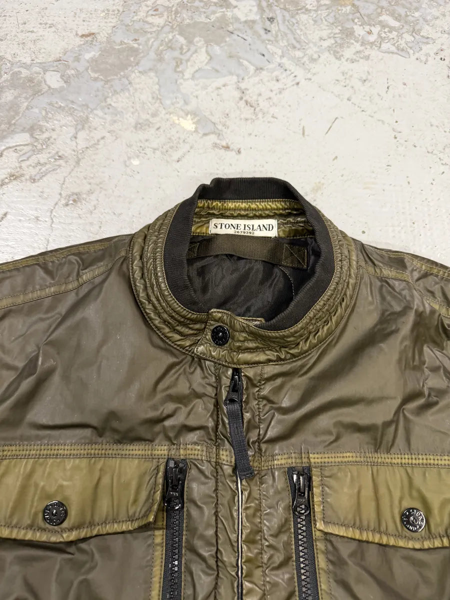 Stone Island Mussola Gommata Camo Green Nylon Puffer Jacket otWAtkn 5