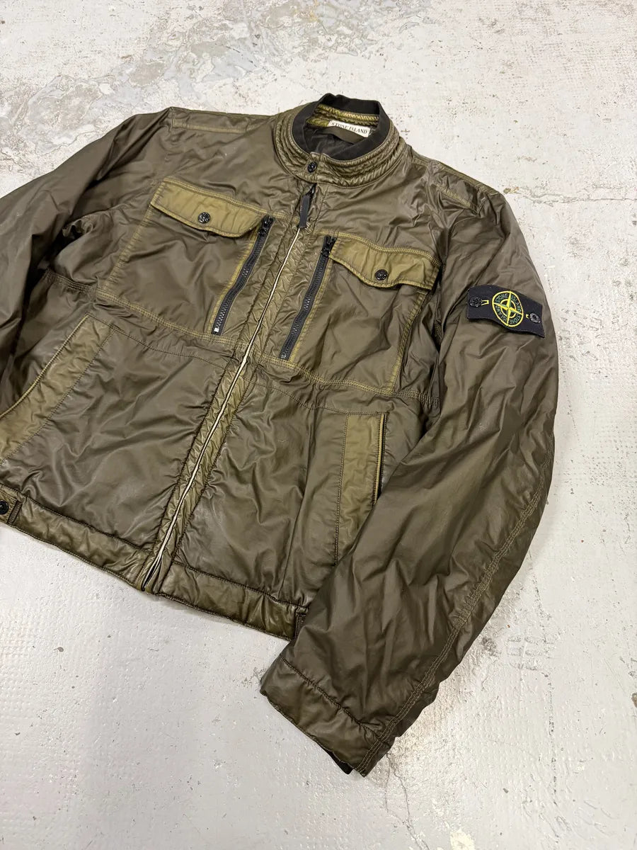 Stone Island Mussola Gommata Camo Green Nylon Puffer Jacket otWAtkn 7