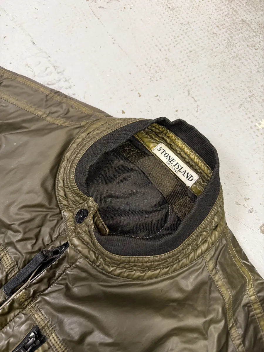 Stone Island Mussola Gommata Camo Green Nylon Puffer Jacket otWAtkn 9