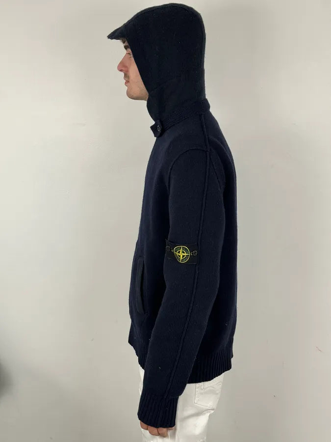 2000s Stone Island Navy Hooded Zip-Up Sweater iLgNxoL 2