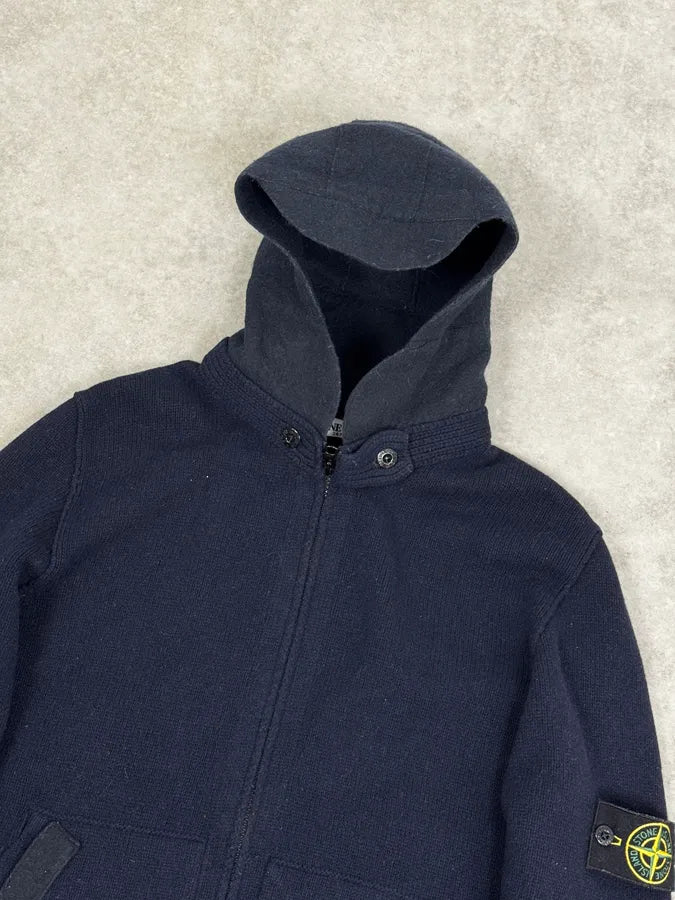 2000s Stone Island Navy Hooded Zip-Up Sweater iLgNxoL 5