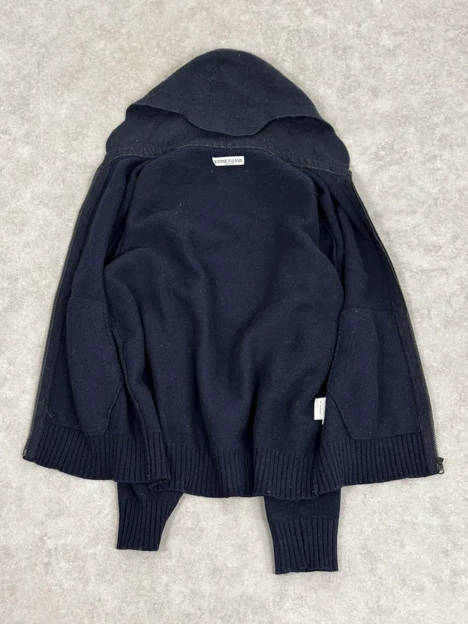 2000s Stone Island Navy Hooded Zip-Up Sweater iLgNxoL 7