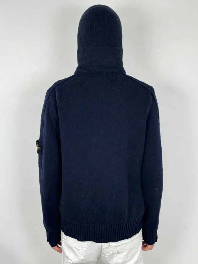 2000s Stone Island Navy Hooded Zip-Up Sweater iLgNxoL 3