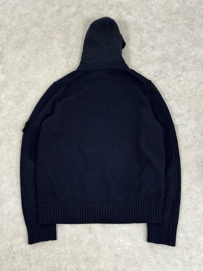 2000s Stone Island Navy Hooded Zip-Up Sweater iLgNxoL 4