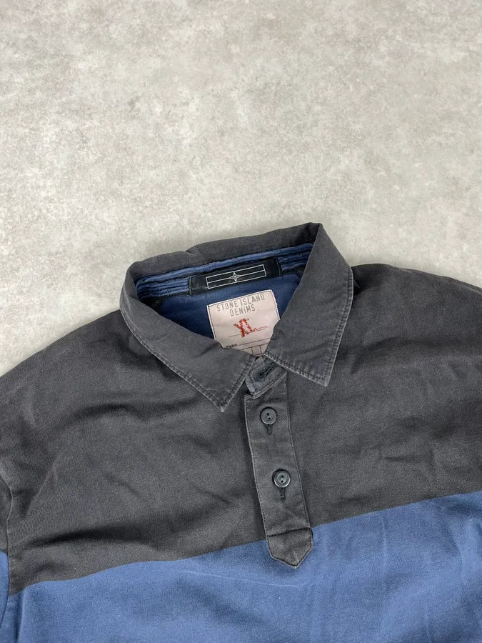 Stone Island Dark Grey & Navy Longsleeve Striped Polo lTYBfws 4