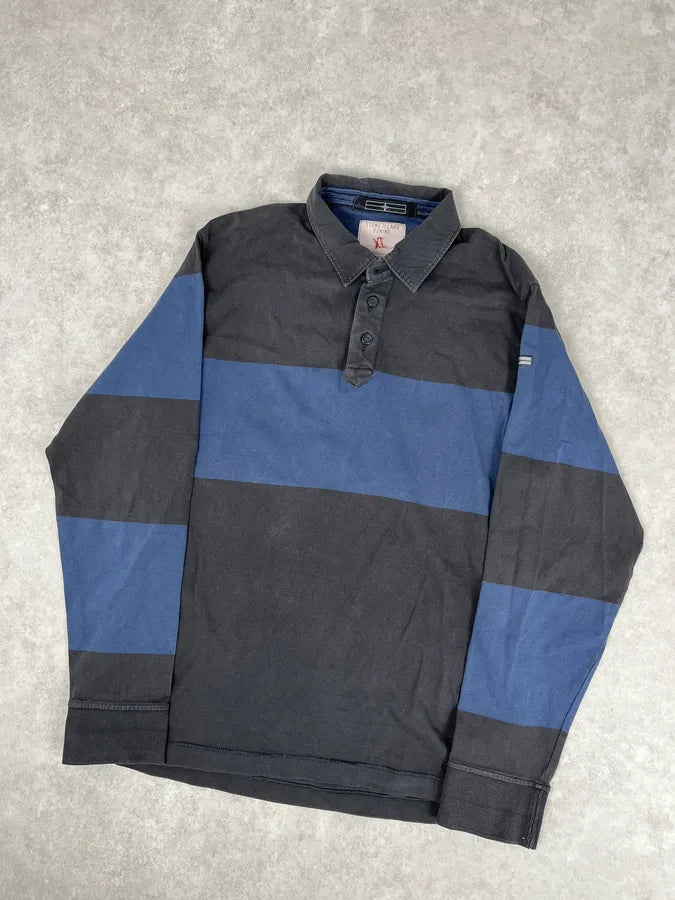 Stone Island Dark Grey & Navy Longsleeve Striped Polo lTYBfws 3