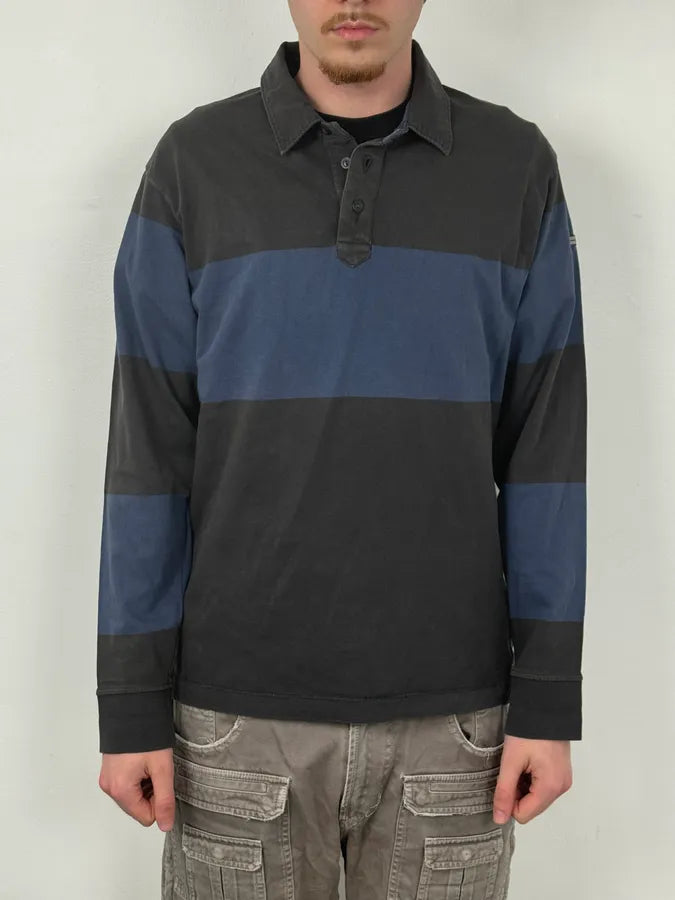 Stone Island Dark Grey & Navy Longsleeve Striped Polo lTYBfws 1