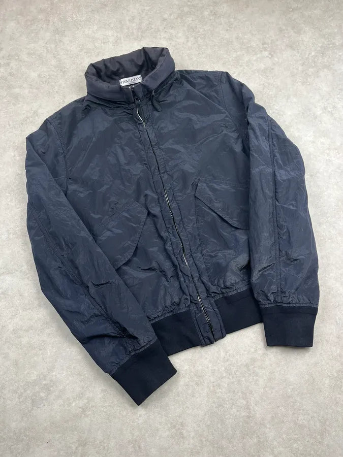 Stone Island Dark Navy Nylon Packable Hood Bomber Jacket LuSNWuL 6