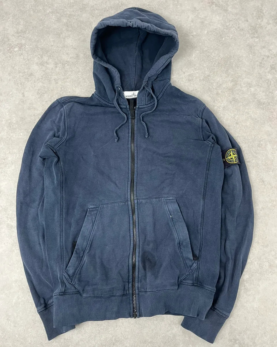 Stone Island Navy Signature Minimalist Zip-up Hoodie IadeKrD 3