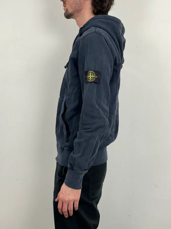 Stone Island Navy Signature Minimalist Zip-up Hoodie IadeKrD 1