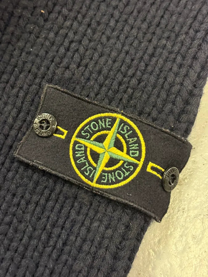 2000s Stone Island Navy Wool Compass Patch Zip-up Hoodie swEkPQa 8