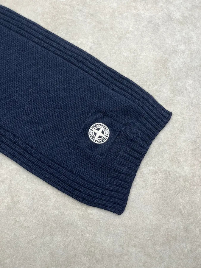 Stone Island Navy Wool Viscosa Compass Scarf QIkKfgO 5