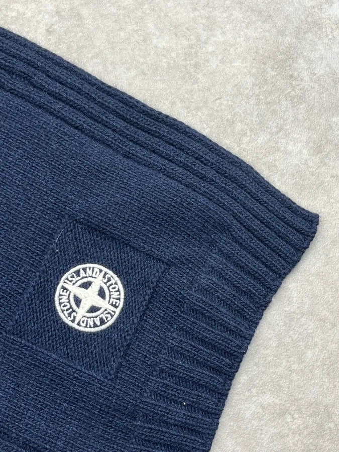 Stone Island Navy Wool Viscosa Compass Scarf QIkKfgO 4