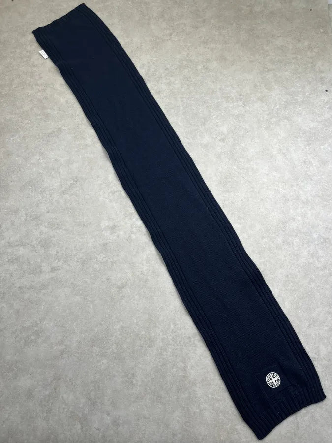 Stone Island Navy Wool Viscosa Compass Scarf QIkKfgO 6