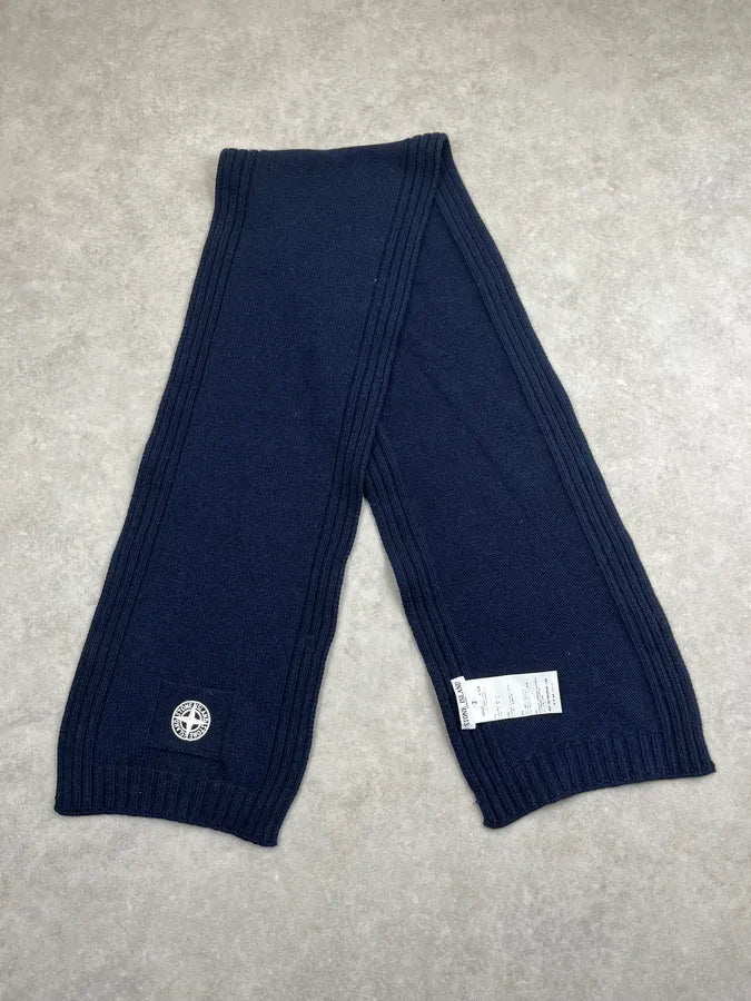 Stone Island Navy Wool Viscosa Compass Scarf QIkKfgO 3