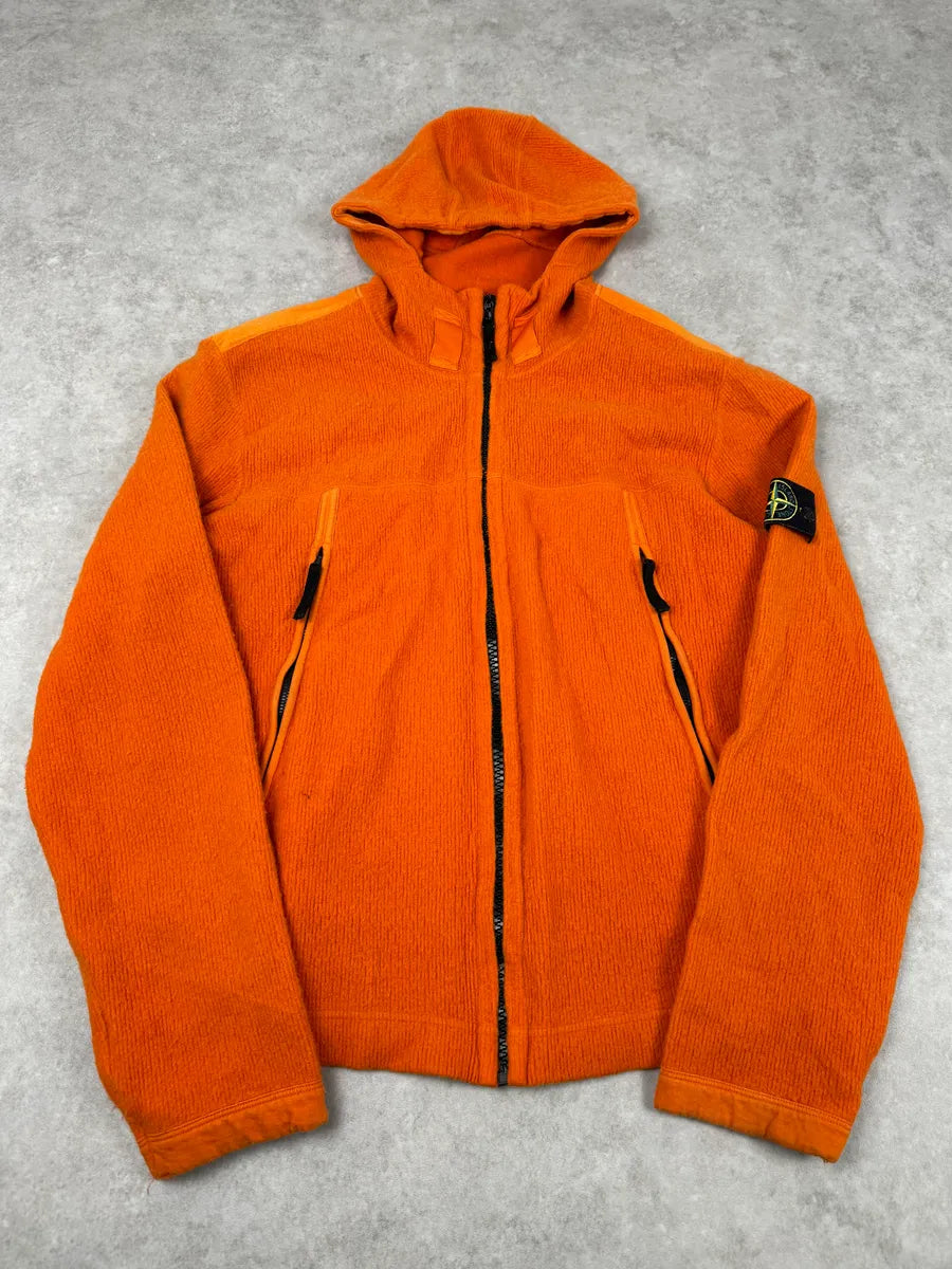 Stone Island Orange Wool Fleece Zip-up Hoodie UwfWezI 0