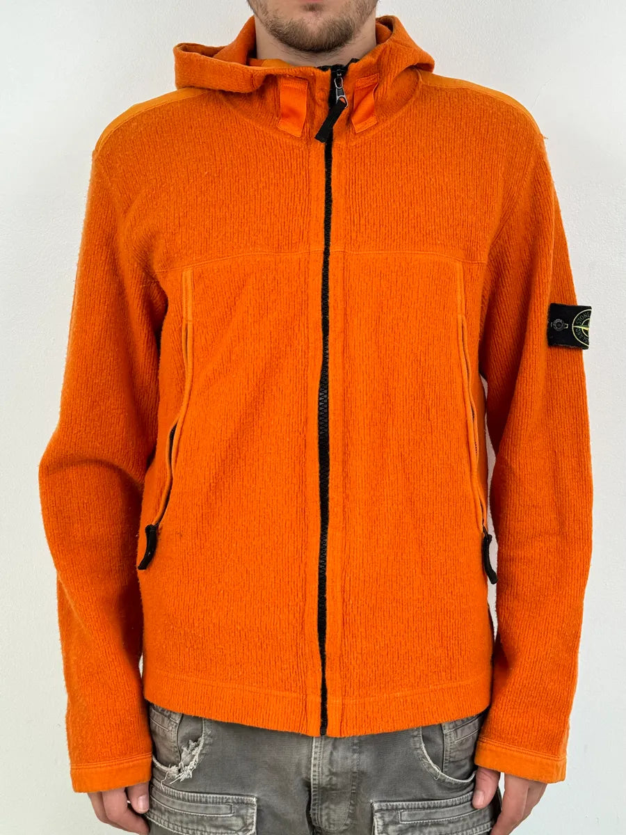 Stone Island Orange Wool Fleece Zip-up Hoodie UwfWezI 1