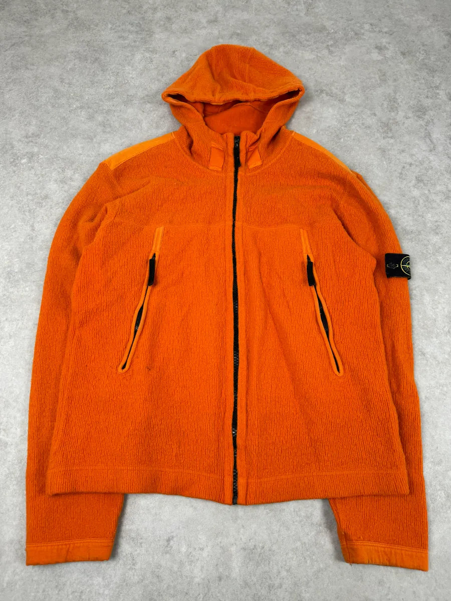 Stone Island Orange Wool Fleece Zip-up Hoodie UwfWezI 4