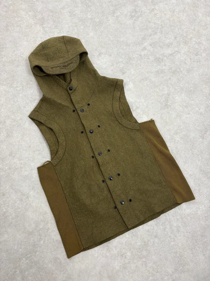 Stone Island Sleeveless Hooded Khaki Vest Jacket yUCcWQp 3