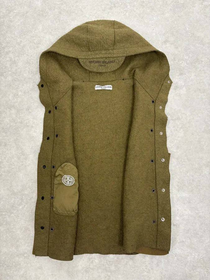 Stone Island Sleeveless Hooded Khaki Vest Jacket yUCcWQp 6