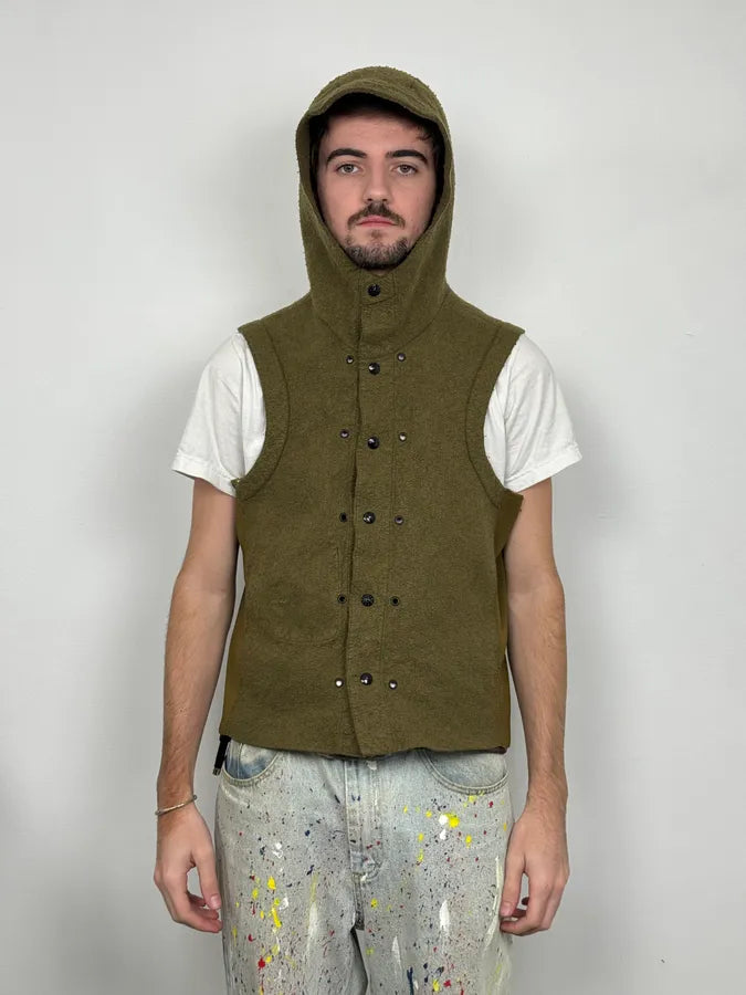 Stone Island Sleeveless Hooded Khaki Vest Jacket yUCcWQp 1