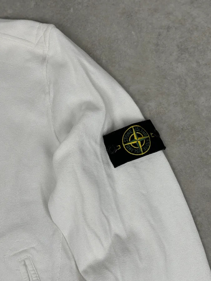 Stone Island White Double-Breasted Compass Patch Jacket gVFinTl 8