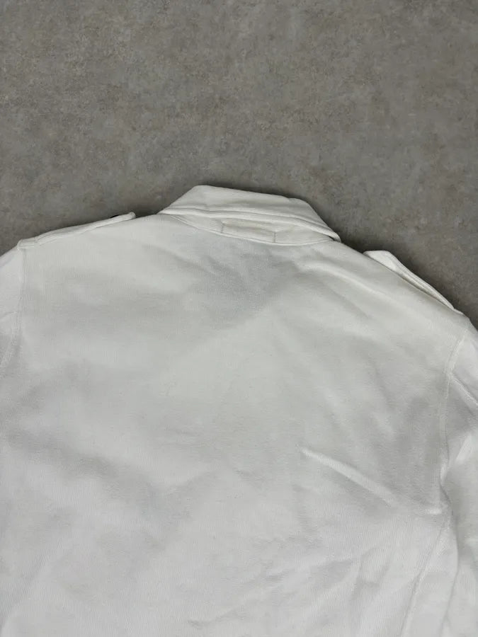 Stone Island White Double-Breasted Compass Patch Jacket gVFinTl 5