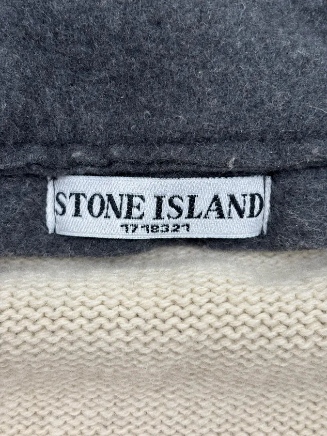 2000s Stone Island White Layered Wool Zip-up Sweater VQIndkc 10