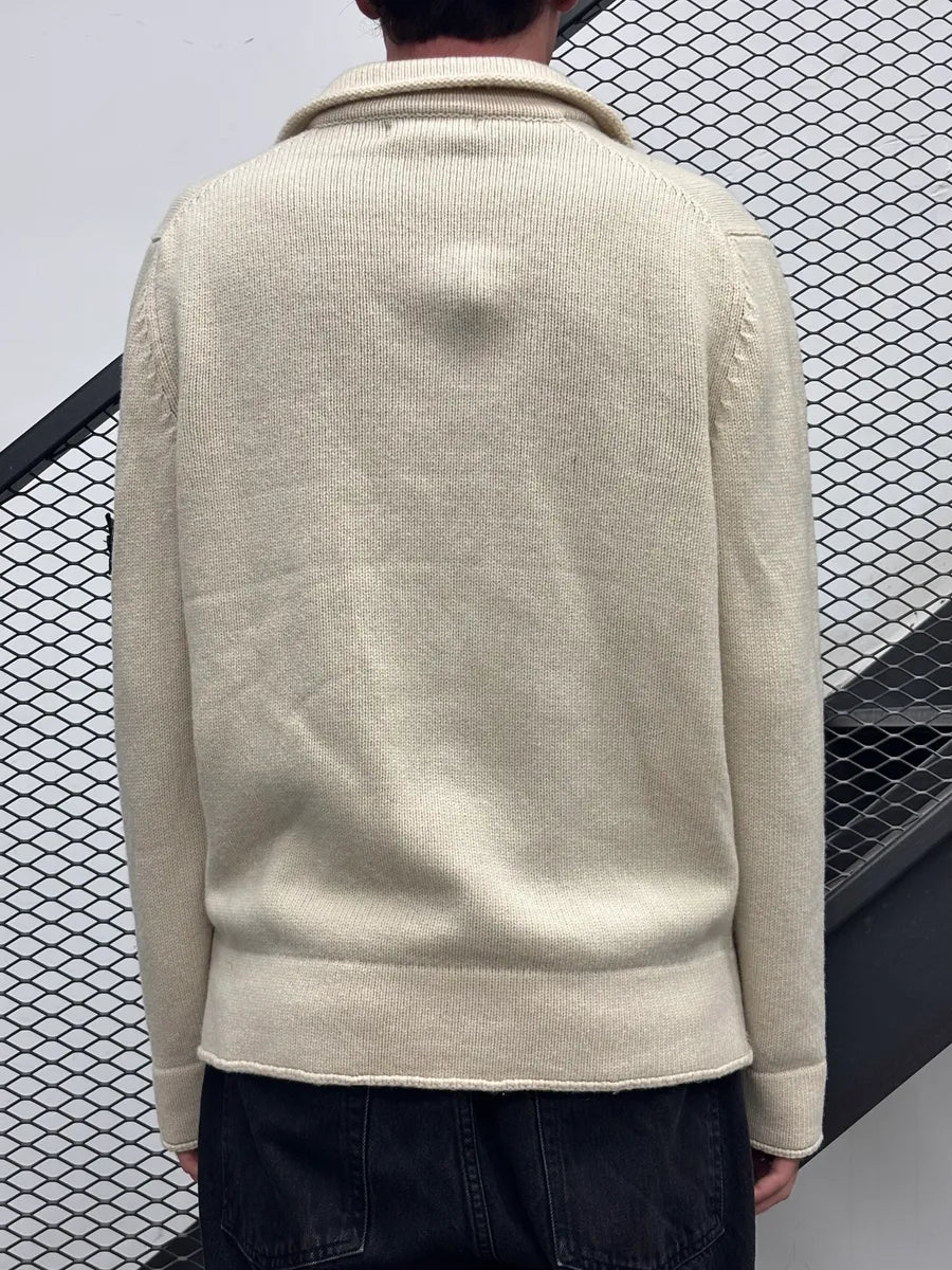 2000s Stone Island White Layered Wool Zip-up Sweater VQIndkc 2