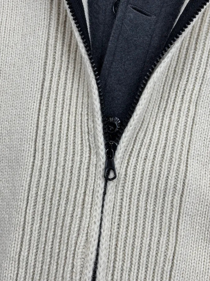 2000s Stone Island White Layered Wool Zip-up Sweater VQIndkc 7