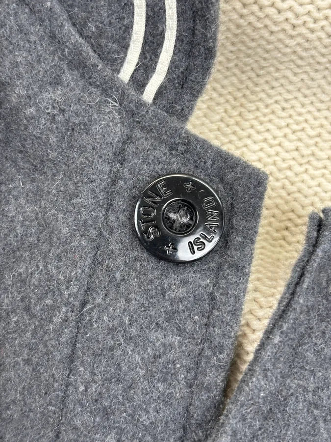 2000s Stone Island White Layered Wool Zip-up Sweater VQIndkc 9
