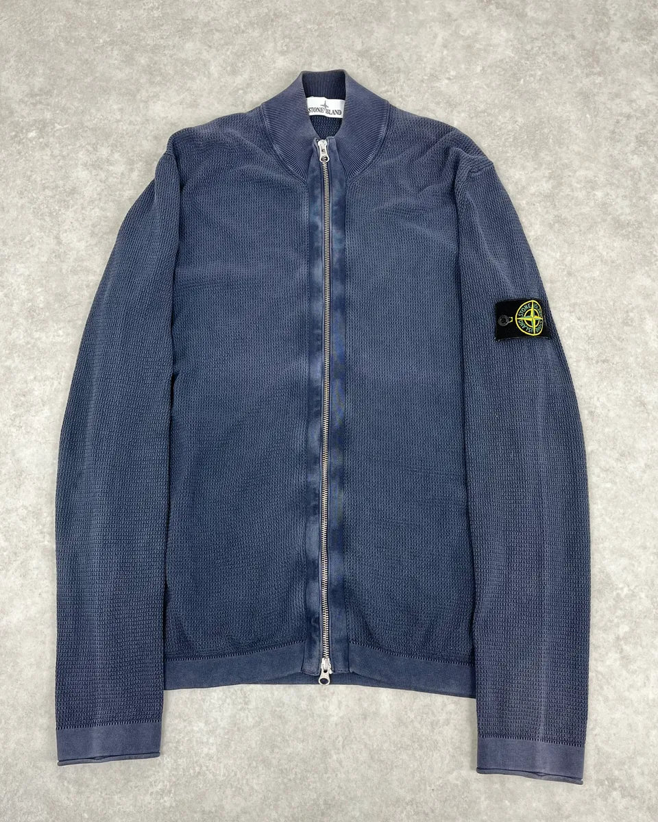 Stone Island Zip-up Navy Faded Perfored Sweater wSrIhrP 0