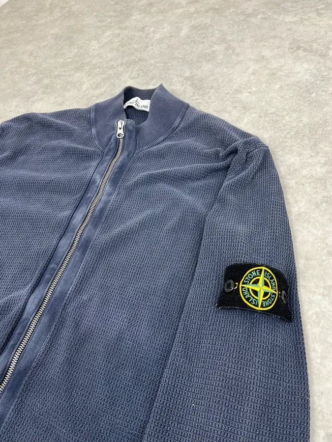 Stone Island Zip-up Navy Faded Perfored Sweater wSrIhrP 6