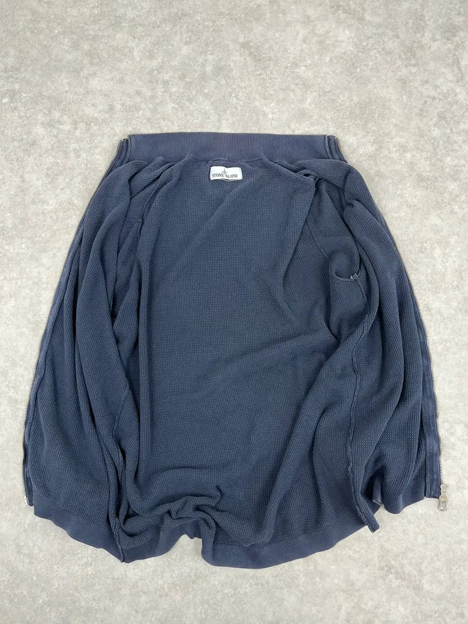 Stone Island Zip-up Navy Faded Perfored Sweater wSrIhrP 7