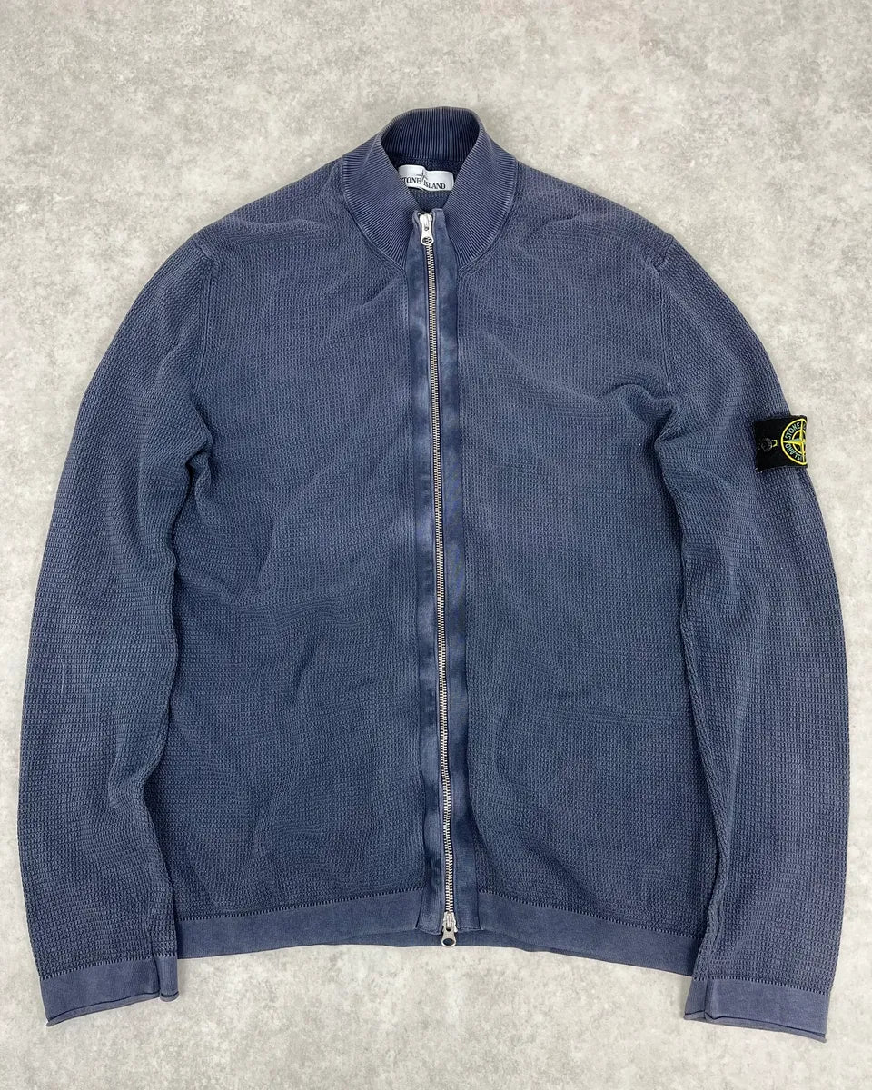 Stone Island Zip-up Navy Faded Perfored Sweater wSrIhrP 3