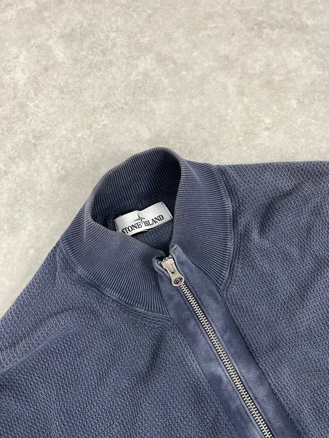 Stone Island Zip-up Navy Faded Perfored Sweater wSrIhrP 4