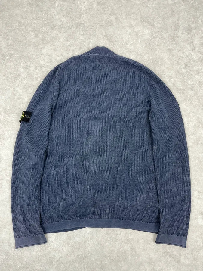 Stone Island Zip-up Navy Faded Perfored Sweater wSrIhrP 5