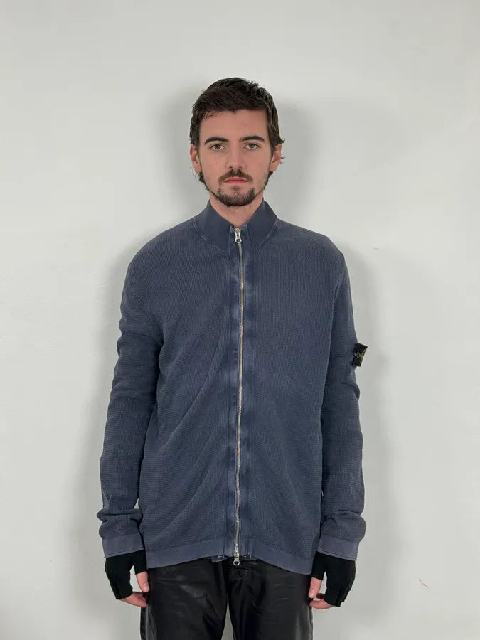Stone Island Zip-up Navy Faded Perfored Sweater wSrIhrP 1