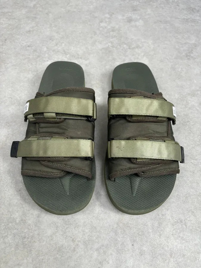 Suicoke Olive Green Nylon Slides Velcro Strap Size 46 duEyvnT 3
