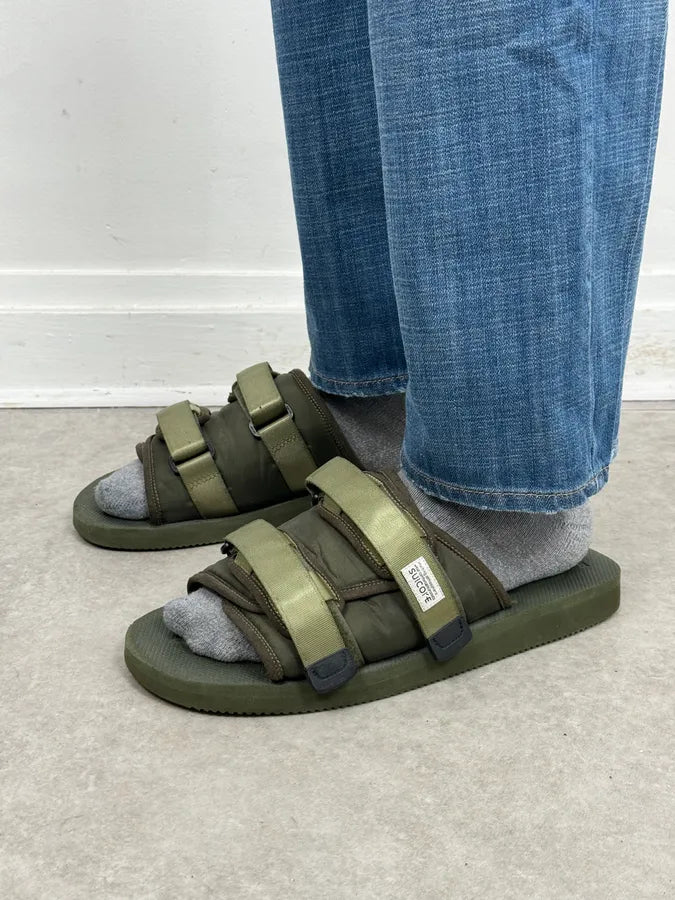 Suicoke Olive Green Nylon Slides Velcro Strap Size 46 duEyvnT 1