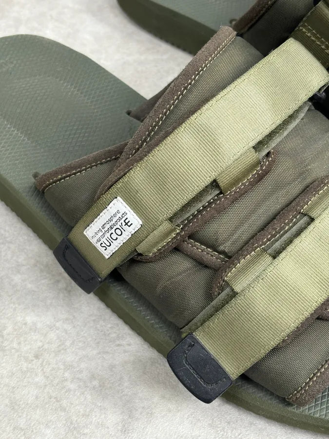Suicoke Olive Green Nylon Slides Velcro Strap Size 46 duEyvnT 5