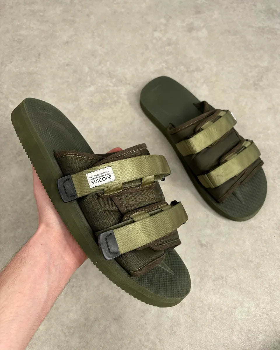 Suicoke Olive Green Nylon Slides Velcro Strap Size 46 duEyvnT 0