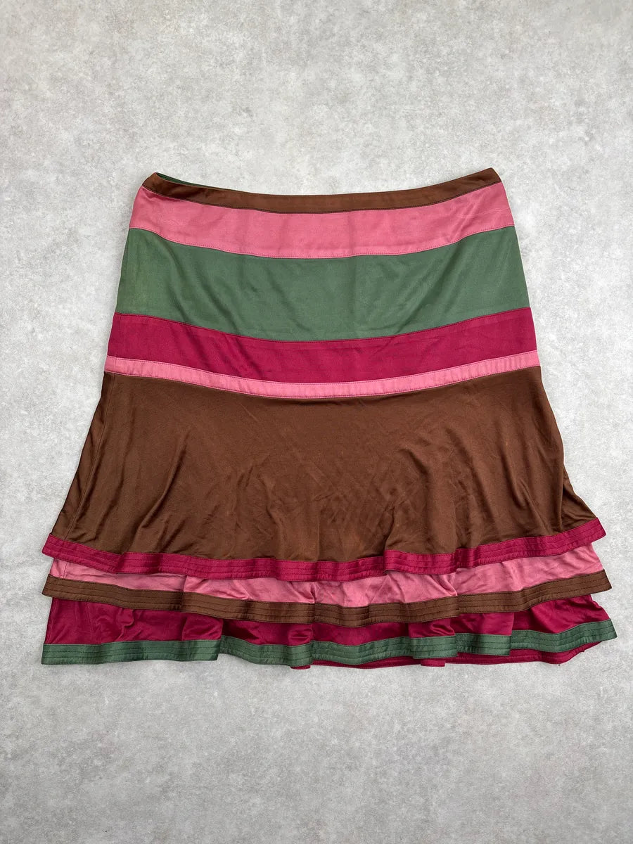 SS2006 Gucci Brown Viscose Stripe Tiered Ruffle Skirt by Frida Giannini suxzbnRR 3