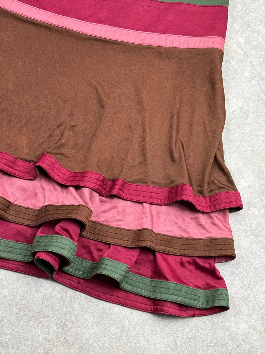 SS2006 Gucci Brown Viscose Stripe Tiered Ruffle Skirt by Frida Giannini suxzbnRR 6