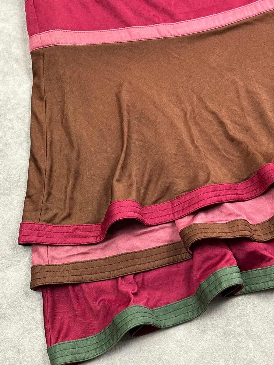 SS2006 Gucci Brown Viscose Stripe Tiered Ruffle Skirt by Frida Giannini suxzbnRR 7