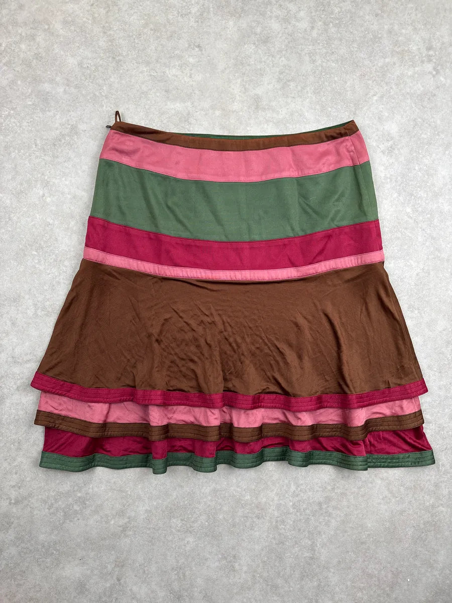 SS2006 Gucci Brown Viscose Stripe Tiered Ruffle Skirt by Frida Giannini suxzbnRR 4