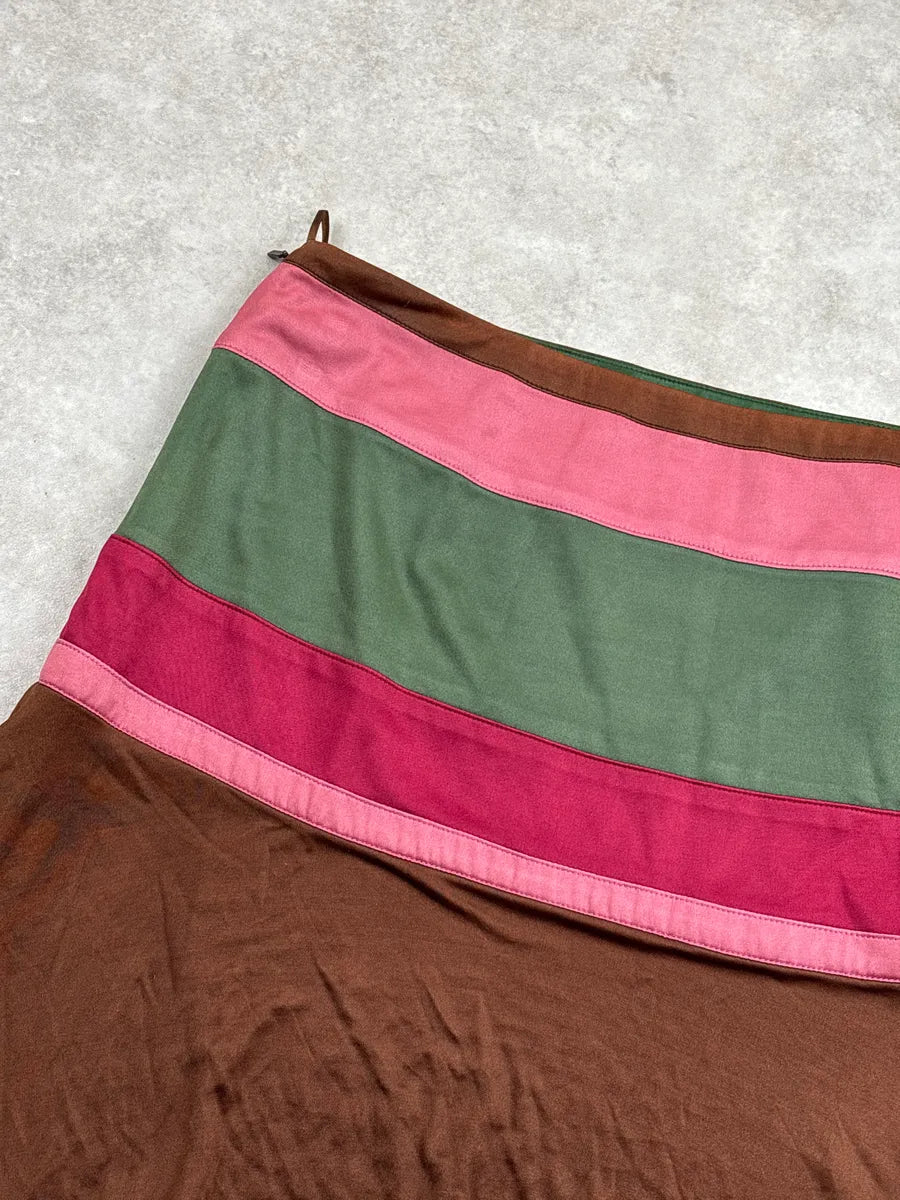 SS2006 Gucci Brown Viscose Stripe Tiered Ruffle Skirt by Frida Giannini suxzbnRR 8