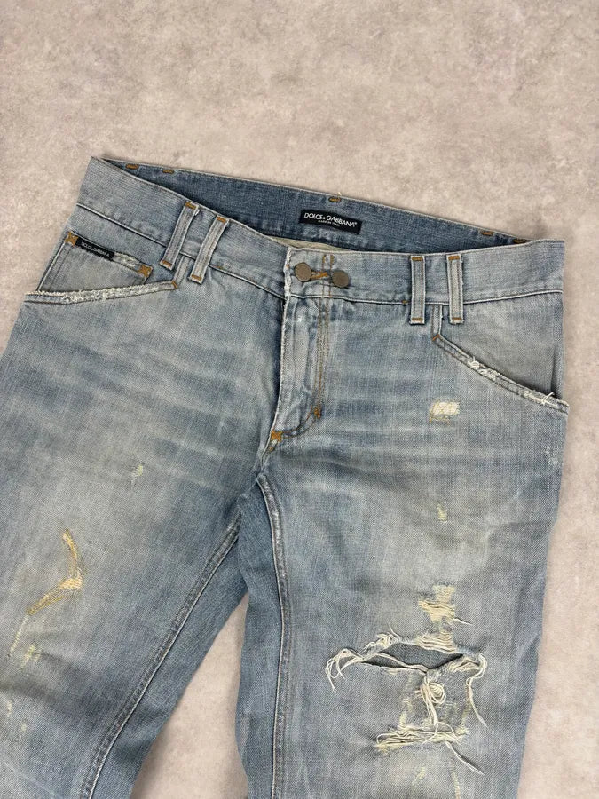 2000s Dolce & Gabbana Blue Distressed Denim Jeans EMKHVga 4